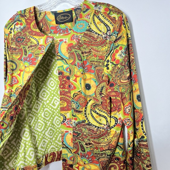 Alexia Kim Paisley Print Kimono Style Jacket Orange Yellow Green Women's - Picture 5 of 8